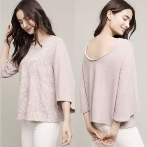 Anthropologie Mauve Blouse with White Pattern